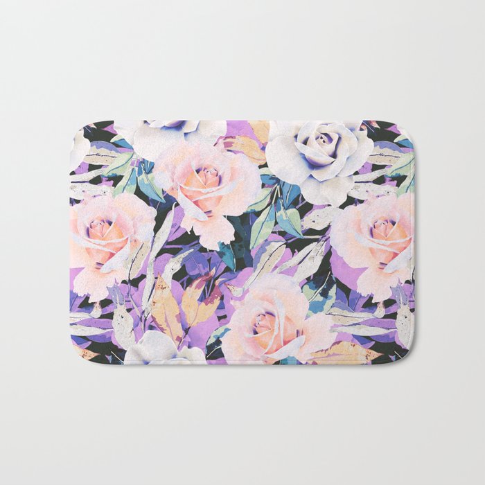 Modern Dark Vibrant Flowery D Bath Mat Gallery Image 1