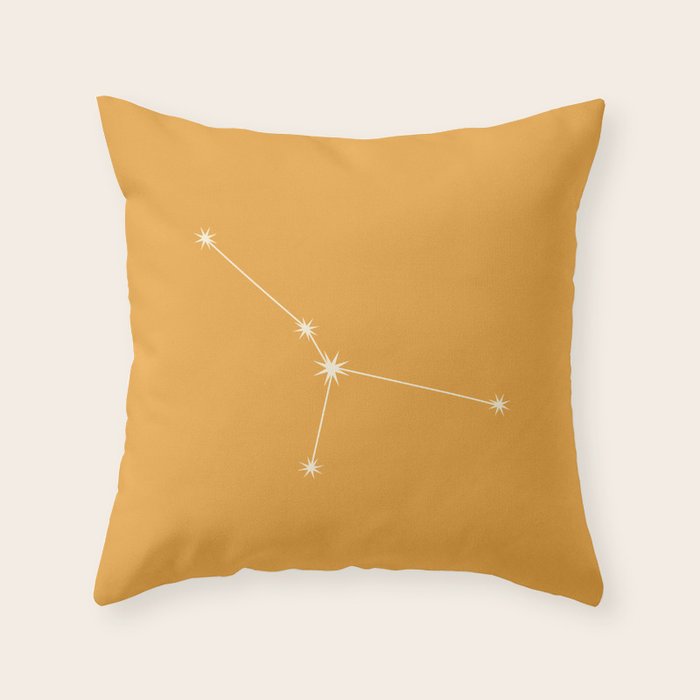 Cancer Zodiac Star Constellation Line Art Peach Orange Throw Pillow Gallery Image 1