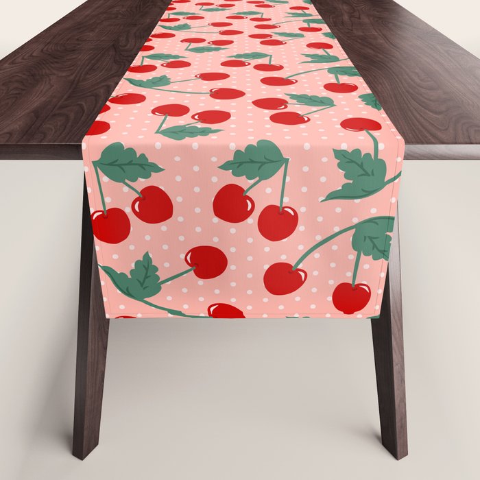 Cherry Kitsch on Pink Table Runner Gallery Image 1