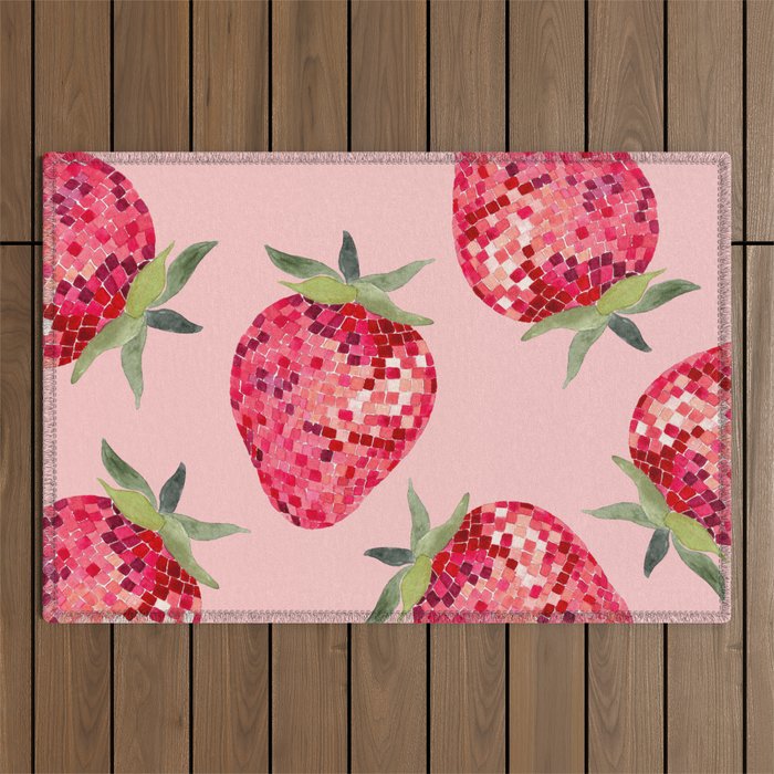 Disco Ball Strawberry Outdoor Rug Gallery Image 1