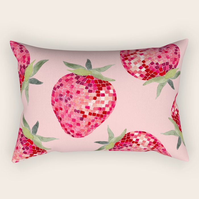 Disco Ball Strawberry Rectangular Pillow Gallery Image 1