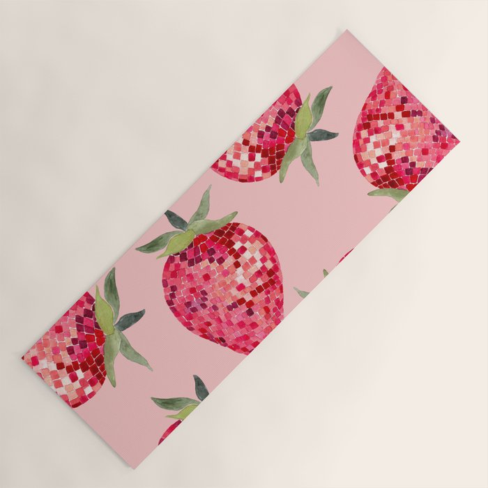 Disco Ball Strawberry Yoga Mat Gallery Image 1