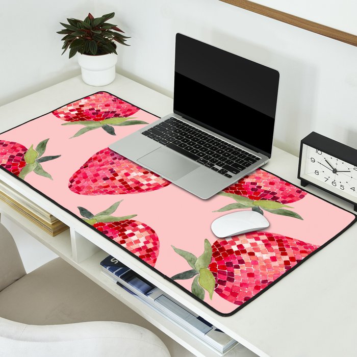 Disco Ball Strawberry Desk Mat Gallery Image 2