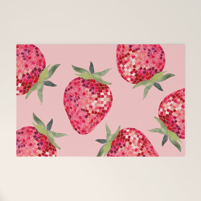 Disco Ball Strawberry Welcome Mat Gallery Image 1