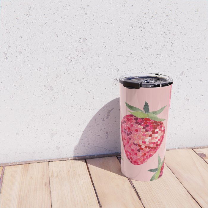 Disco Ball Strawberry Travel Mug Gallery Image 4