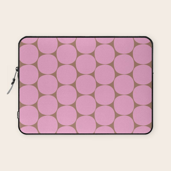 Mid Mod Dots Contemporary Pattern in Pink and Mocha Brown Laptop Sleeve Gallery Image 1
