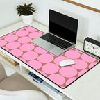 Mid Mod Dots Contemporary Pattern in Pink and Mocha Brown Desk Mat Gallery Image 2
