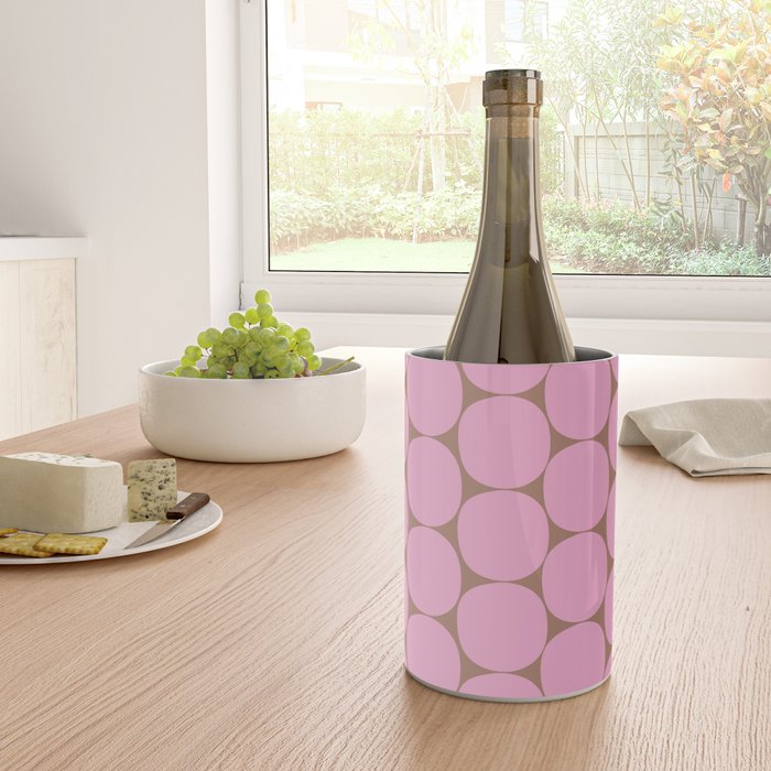 Mid Mod Dots Contemporary Pattern in Pink and Mocha Brown Wine Chiller Gallery Image 4