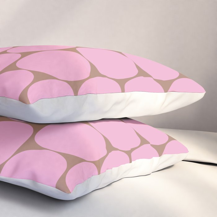 Mid Mod Dots Contemporary Pattern in Pink and Mocha Brown Pillow Sham Gallery Image 3