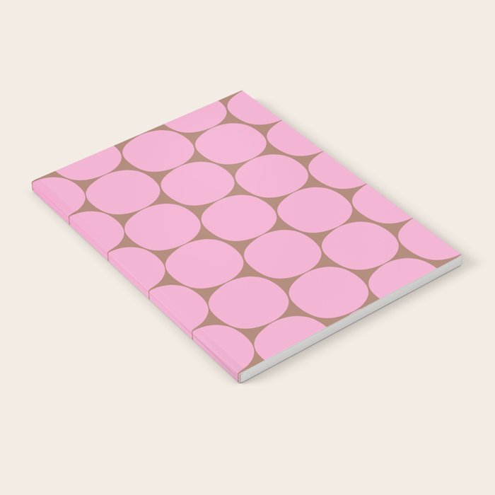 Mid Mod Dots Contemporary Pattern in Pink and Mocha Brown Notebook Gallery Image 2