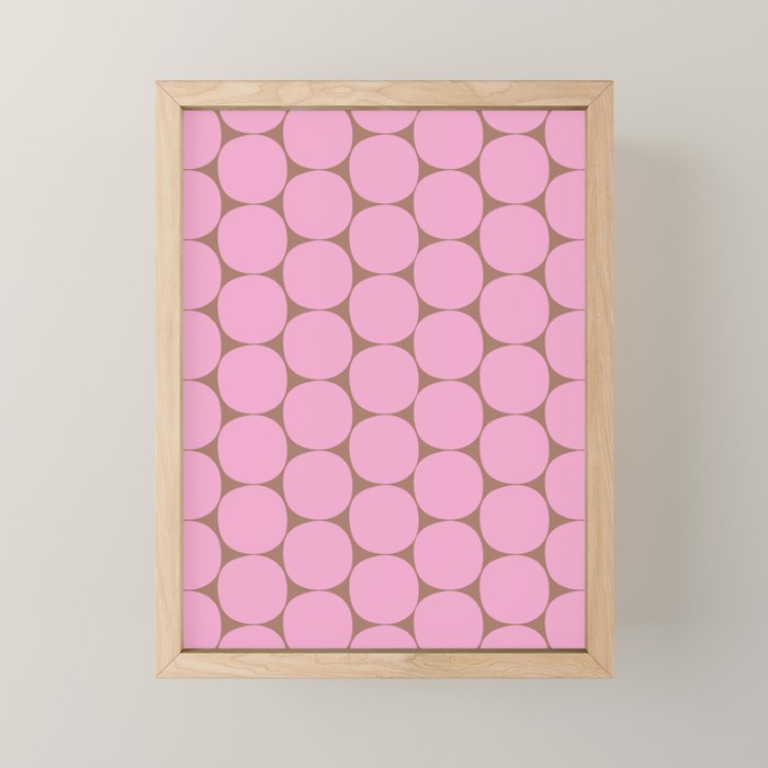 Mid Mod Dots Contemporary Pattern in Pink and Mocha Brown Mini Art Print Gallery Image 1