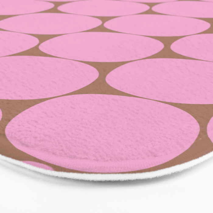 Mid Mod Dots Contemporary Pattern in Pink and Mocha Brown Bath Mat Gallery Image 3
