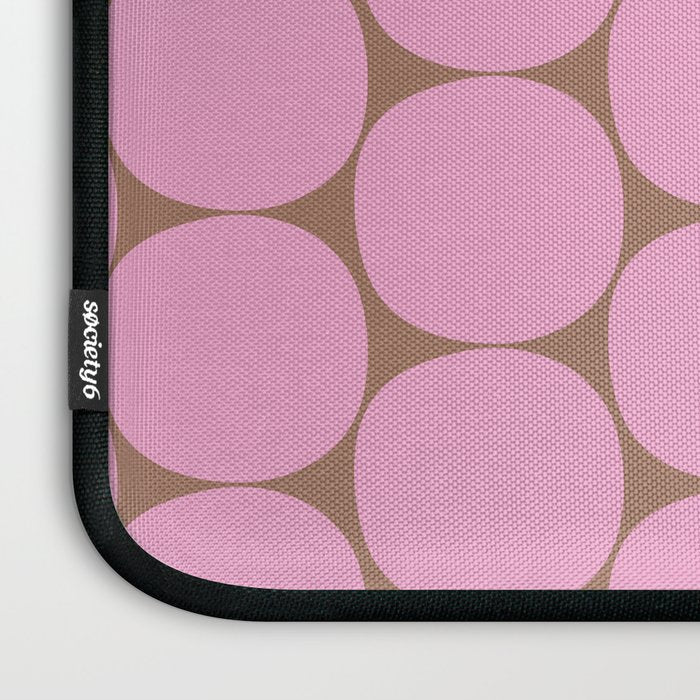 Mid Mod Dots Contemporary Pattern in Pink and Mocha Brown Laptop Sleeve Gallery Image 3