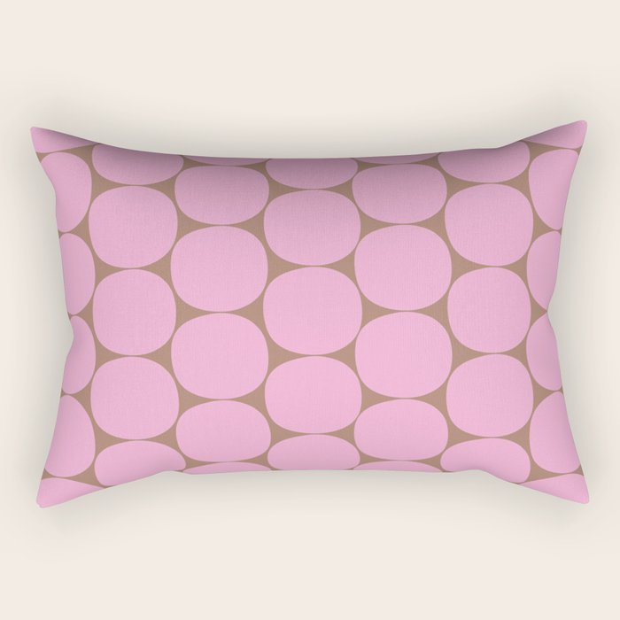 Mid Mod Dots Contemporary Pattern in Pink and Mocha Brown Rectangular Pillow Gallery Image 2