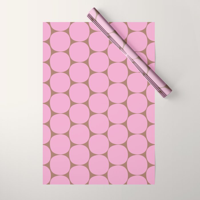 Mid Mod Dots Contemporary Pattern in Pink and Mocha Brown Wrapping Paper Gallery Image 1