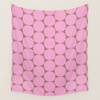 Mid Mod Dots Contemporary Pattern in Pink and Mocha Brown Wall Tapestry Gallery Image 4