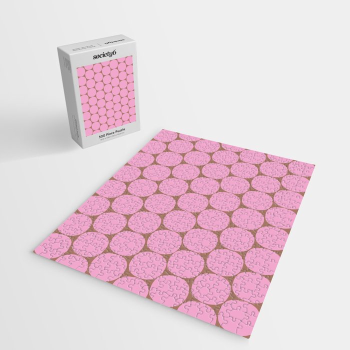 Mid Mod Dots Contemporary Pattern in Pink and Mocha Brown Jigsaw Puzzle Gallery Image 2