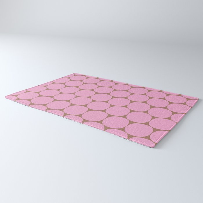 Mid Mod Dots Contemporary Pattern in Pink and Mocha Brown Rug Gallery Image 3
