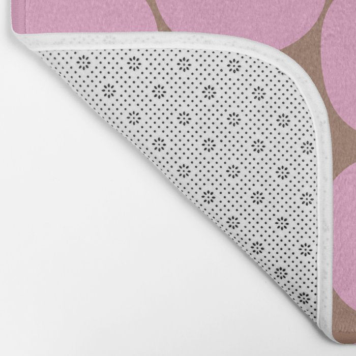 Mid Mod Dots Contemporary Pattern in Pink and Mocha Brown Bath Mat Gallery Image 2