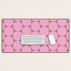 Mid Mod Dots Contemporary Pattern in Pink and Mocha Brown Desk Mat Gallery Image 1