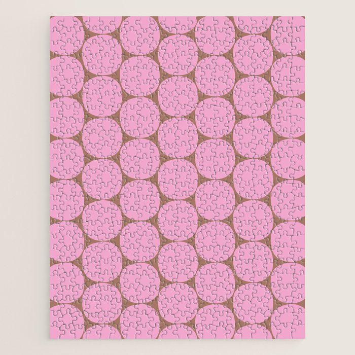 Mid Mod Dots Contemporary Pattern in Pink and Mocha Brown Jigsaw Puzzle Gallery Image 1