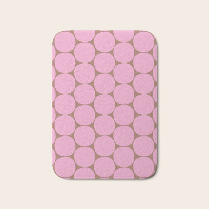 Mid Mod Dots Contemporary Pattern in Pink and Mocha Brown Bath Mat Gallery Image 1