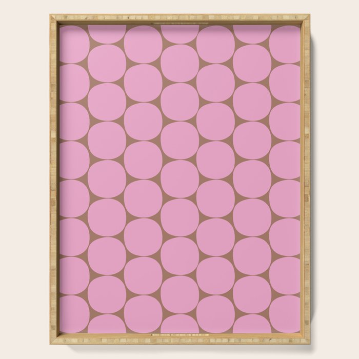 Mid Mod Dots Contemporary Pattern in Pink and Mocha Brown Serving Tray Gallery Image 1