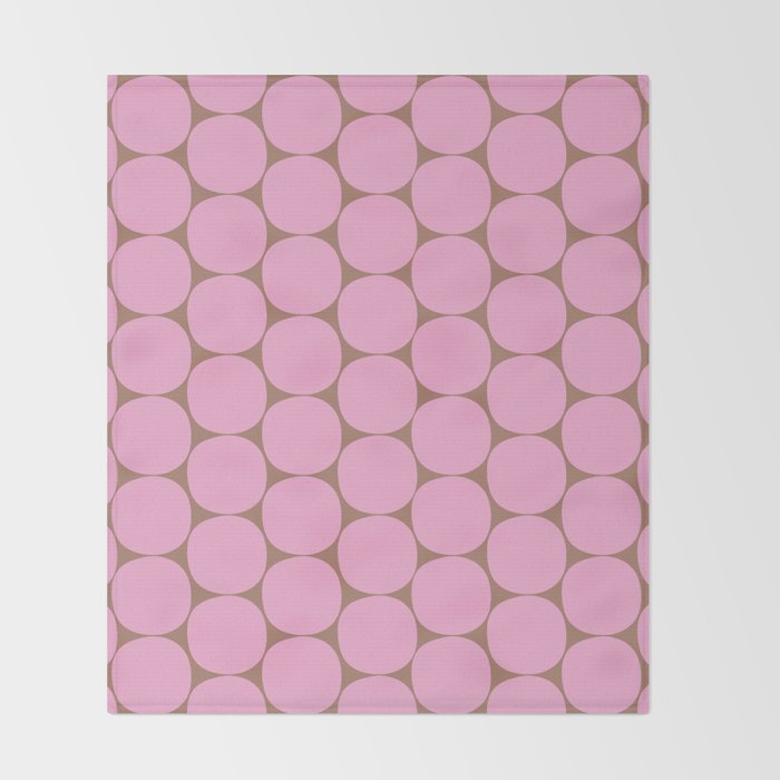 Mid Mod Dots Contemporary Pattern in Pink and Mocha Brown Throw Blanket Gallery Image 2
