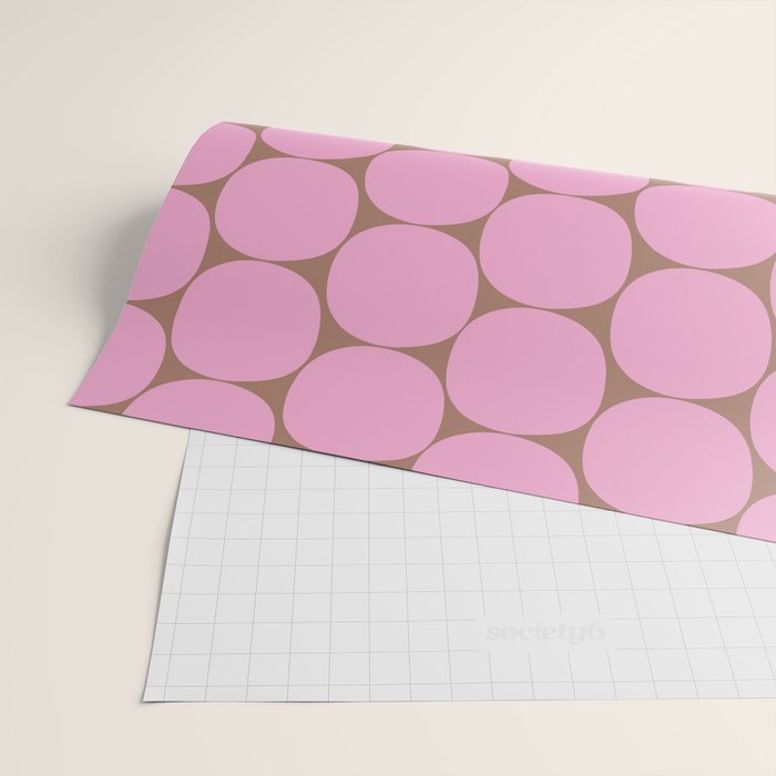 Mid Mod Dots Contemporary Pattern in Pink and Mocha Brown Wrapping Paper Gallery Image 2