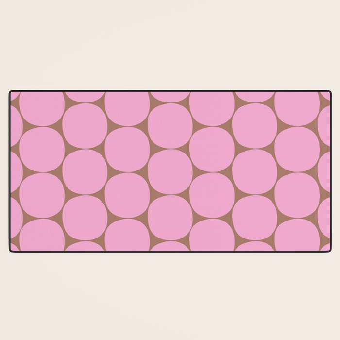 Mid Mod Dots Contemporary Pattern in Pink and Mocha Brown Desk Mat Gallery Image 3