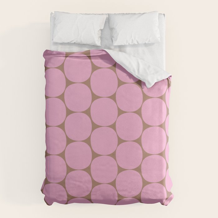 Mid Mod Dots Contemporary Pattern in Pink and Mocha Brown Duvet Cover Gallery Image 1