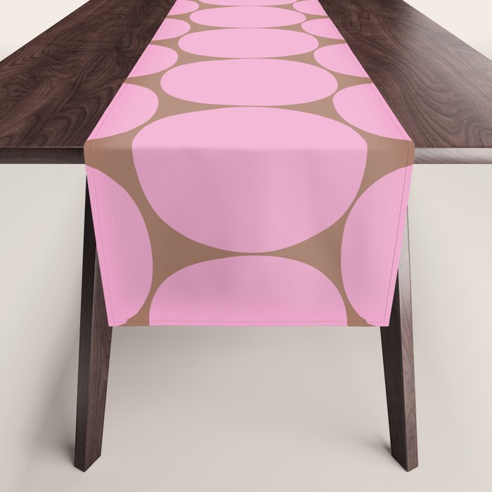Mid Mod Dots Contemporary Pattern in Pink and Mocha Brown Table Runner Gallery Image 1