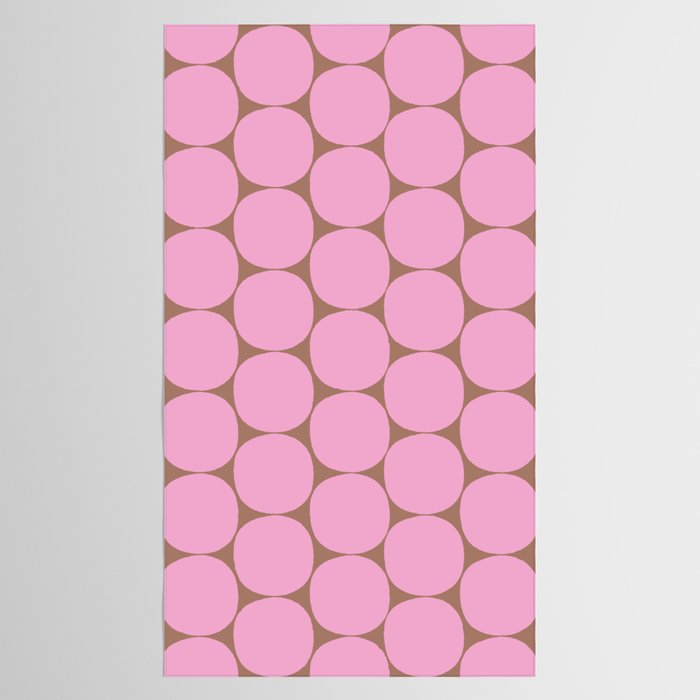 Mid Mod Dots Contemporary Pattern in Pink and Mocha Brown Tablecloth Gallery Image 2