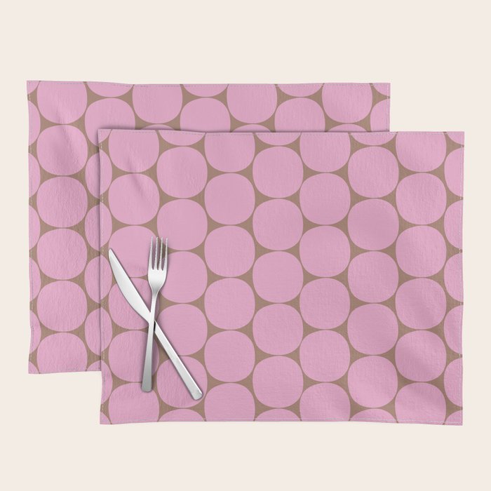 Mid Mod Dots Contemporary Pattern in Pink and Mocha Brown Placemat Gallery Image 1