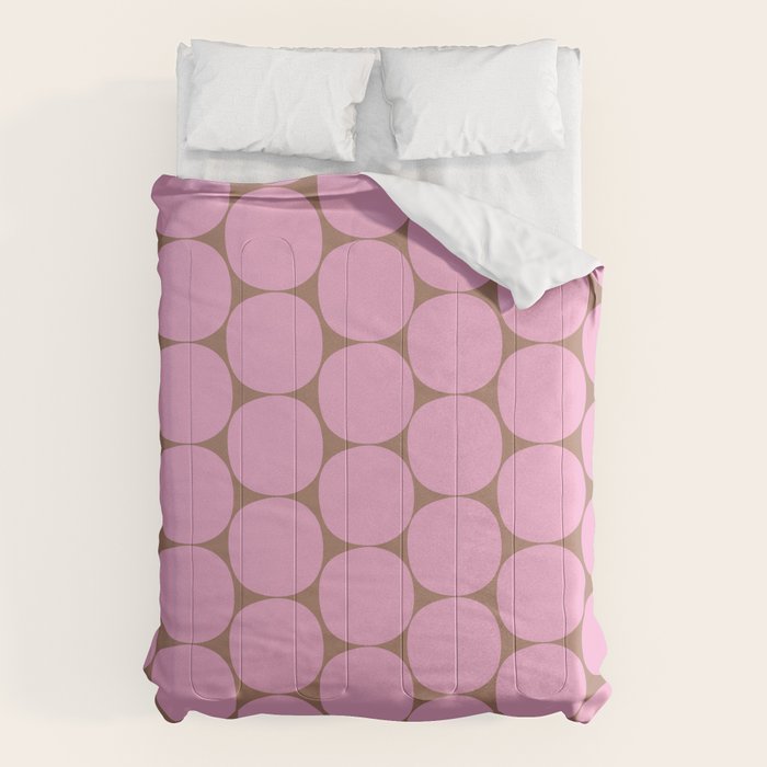 Mid Mod Dots Contemporary Pattern in Pink and Mocha Brown Comforter Gallery Image 6