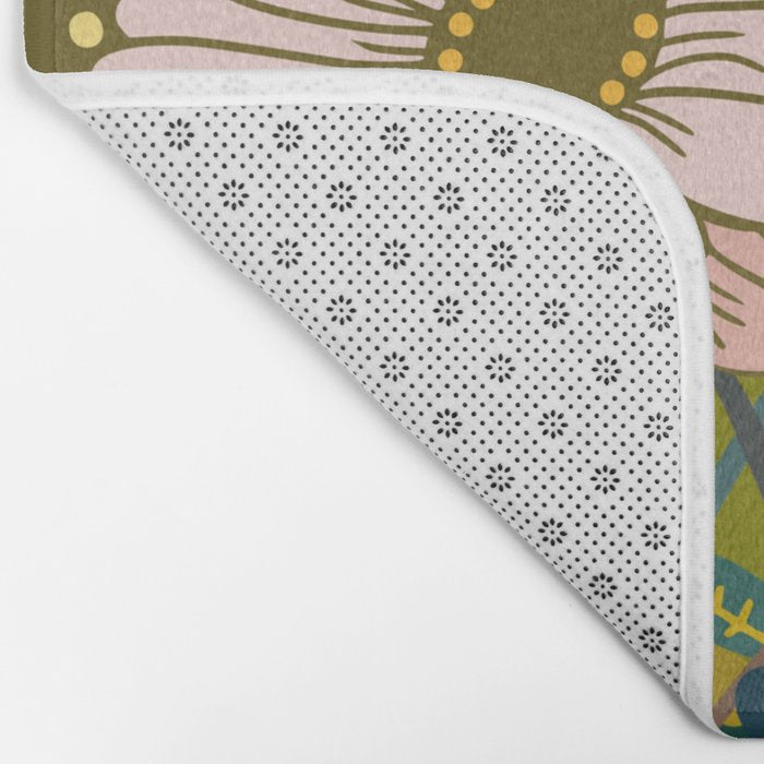 Vintage Bouquet of flowers in warm green colors Bath Mat Gallery Image 2
