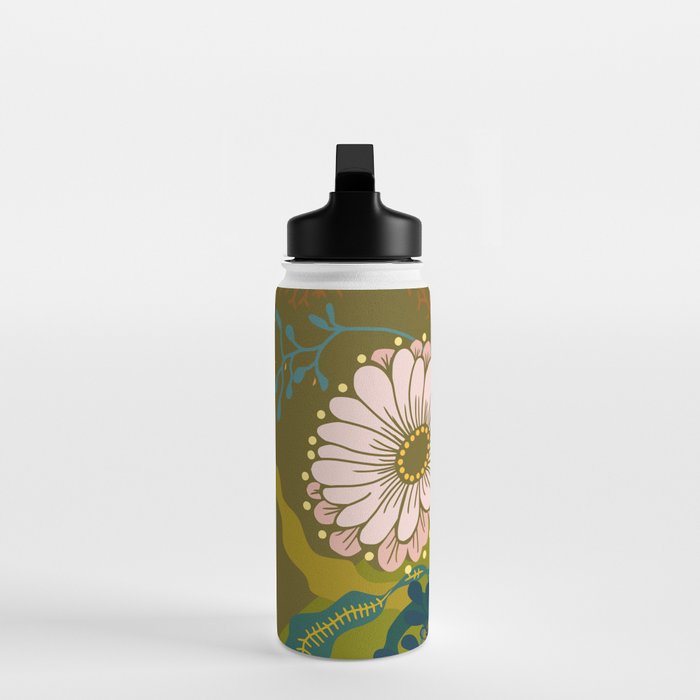 Vintage Bouquet of flowers in warm green colors Water Bottle Gallery Image 3