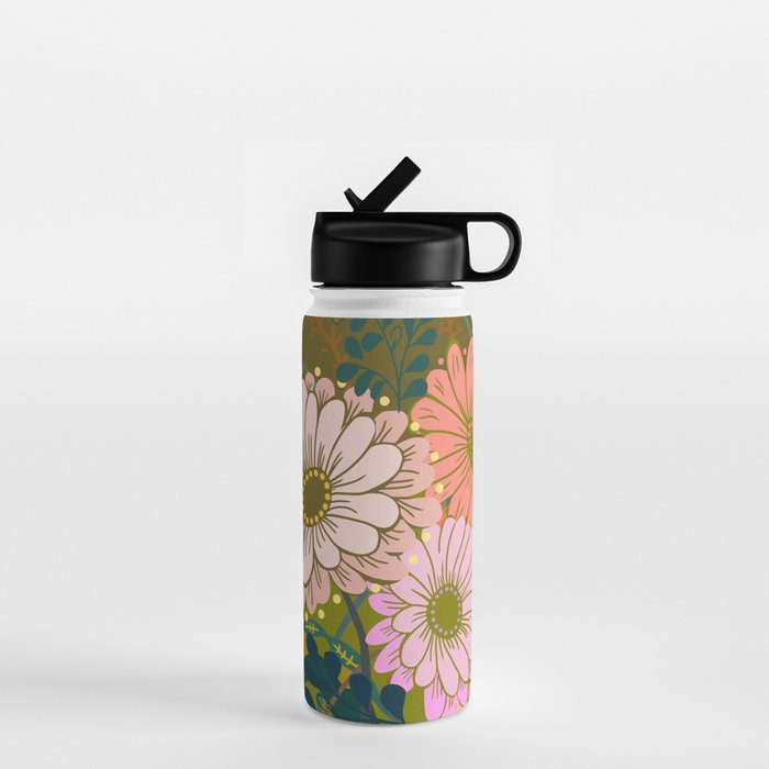 Vintage Bouquet of flowers in warm green colors Water Bottle Gallery Image 1