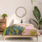 Vintage Bouquet of flowers in warm green colors Comforter Gallery Image 3