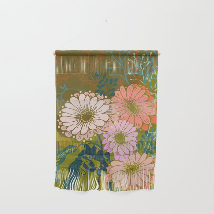 Vintage Bouquet of flowers in warm green colors Wall Hanging Gallery Image 1