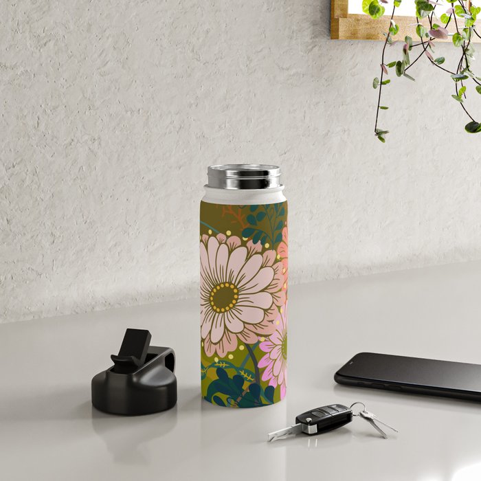 Vintage Bouquet of flowers in warm green colors Water Bottle Gallery Image 4