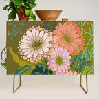 Vintage Bouquet of flowers in warm green colors Credenza Gallery Image 1