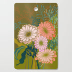 Vintage Bouquet of flowers in warm green colors Cutting Board Gallery Image 1