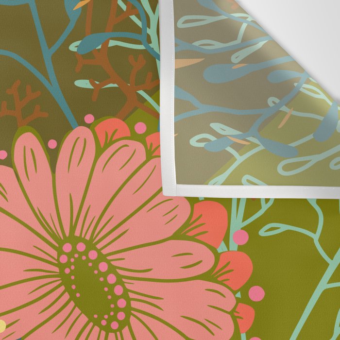 Vintage Bouquet of flowers in warm green colors Wall Tapestry Gallery Image 3