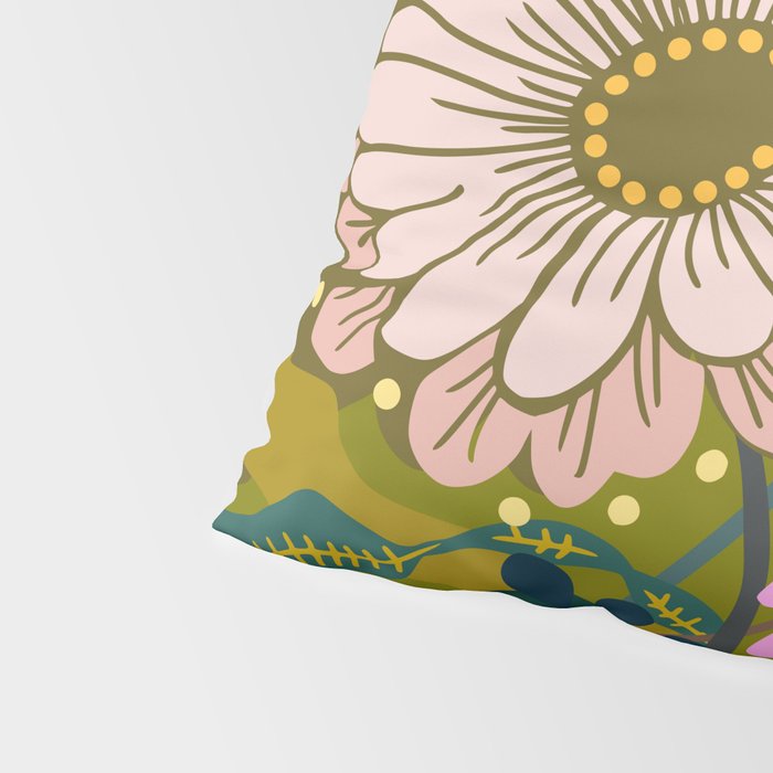 Vintage Bouquet of flowers in warm green colors Pillow Sham Gallery Image 4