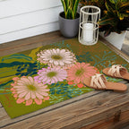 Vintage Bouquet of flowers in warm green colors Outdoor Rug Gallery Image 2