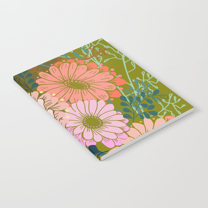 Vintage Bouquet of flowers in warm green colors Notebook Gallery Image 2
