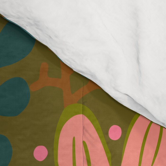 Vintage Bouquet of flowers in warm green colors Comforter Gallery Image 4