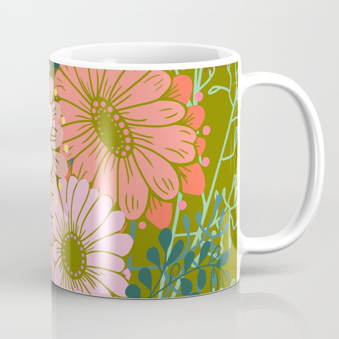 Vintage Bouquet of flowers in warm green colors Coffee Mug Gallery Image 1