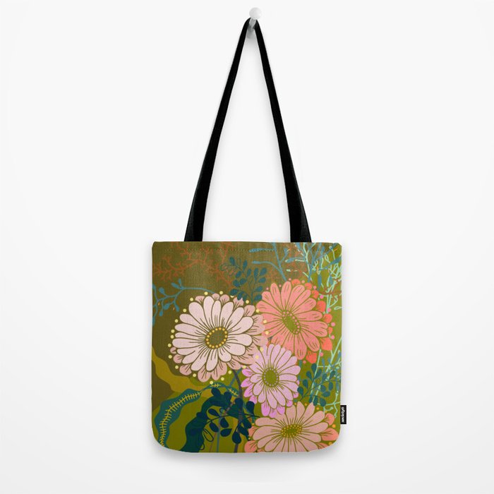 Vintage Bouquet of flowers in warm green colors Tote Bag Gallery Image 2
